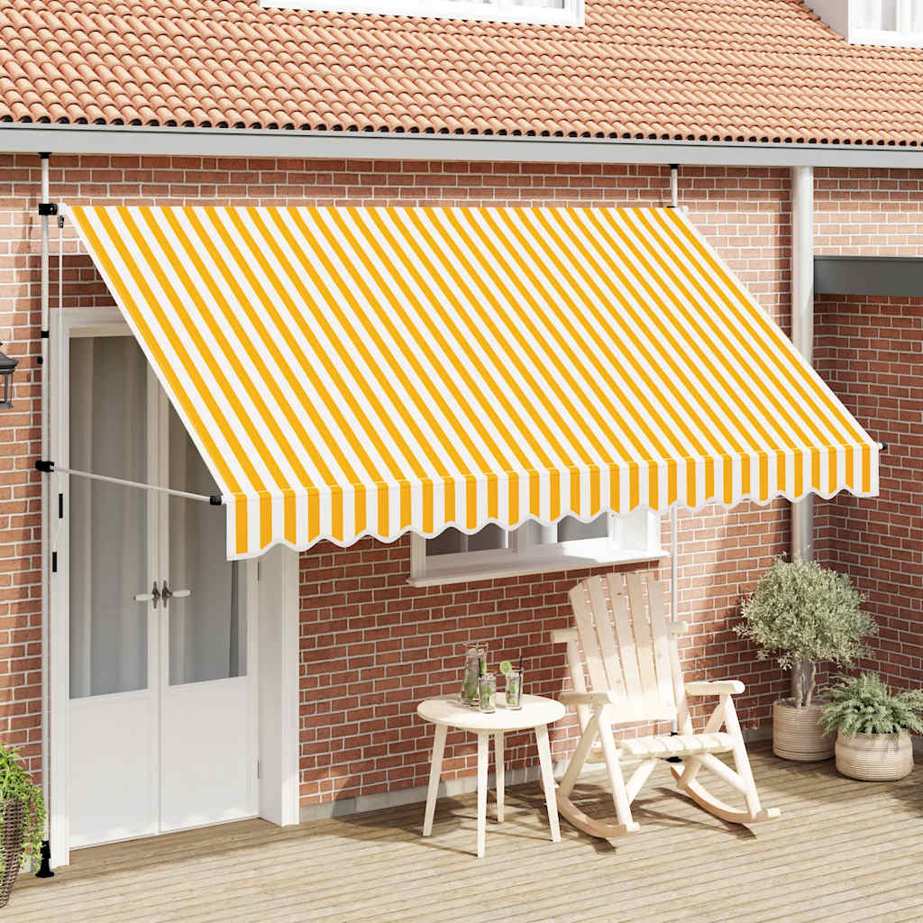 Toldo Manual Retráctil 350 Cm Naranja Y Blanco A Rayas_1