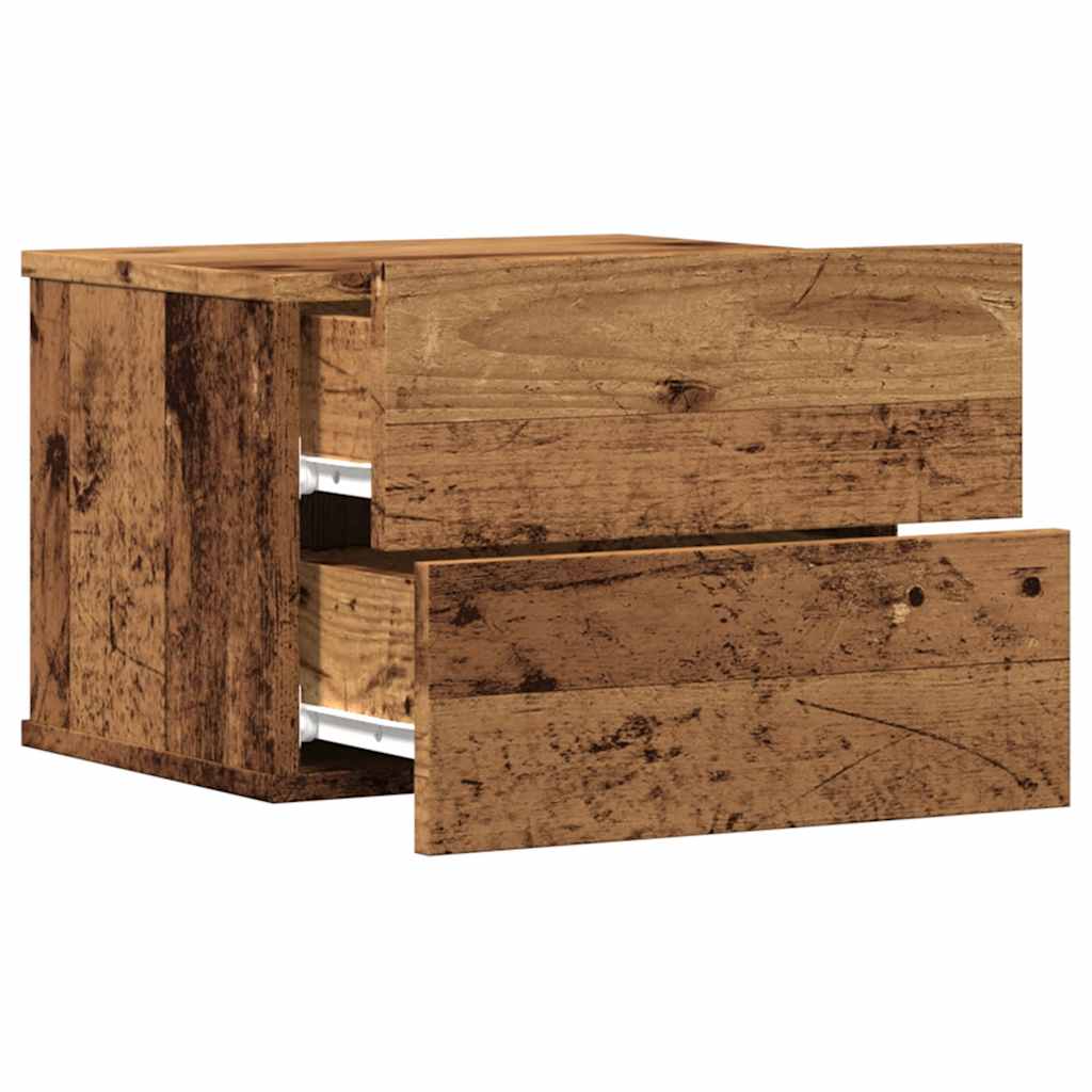 Mesita De Noche De Pared Madera Envejecida 40x32x30 Cm_3