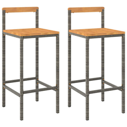 Taburetes Altos 2 Uds Madera De Acacia Y Ratán Sintético Gris_0
