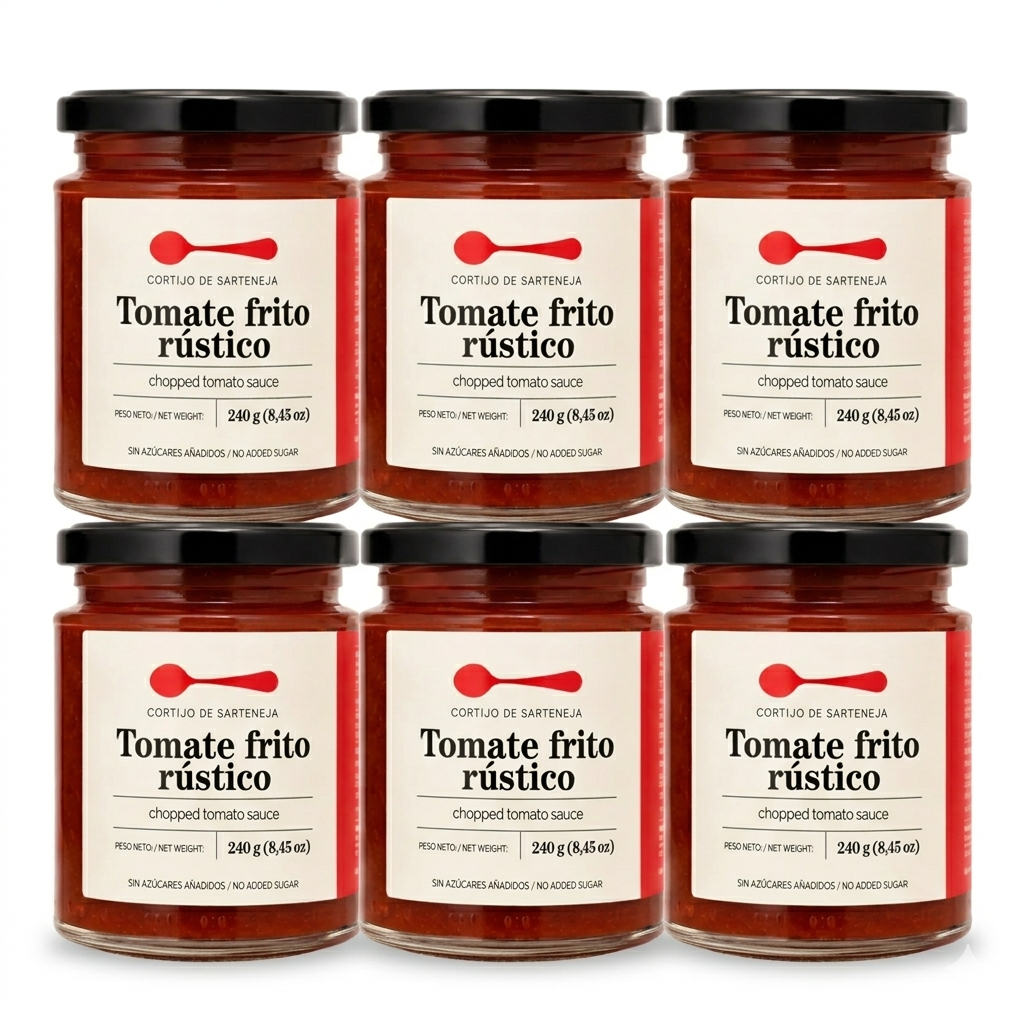 Salsa De Tomate Frito Natural Sin Azúcar Añadido Rústico 240 G 6 Unidades_0
