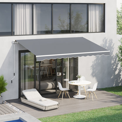 Outsunny Toldo Manual Retráctil 4x2,5 Cm Con Manivela Anti-uv Gris_1