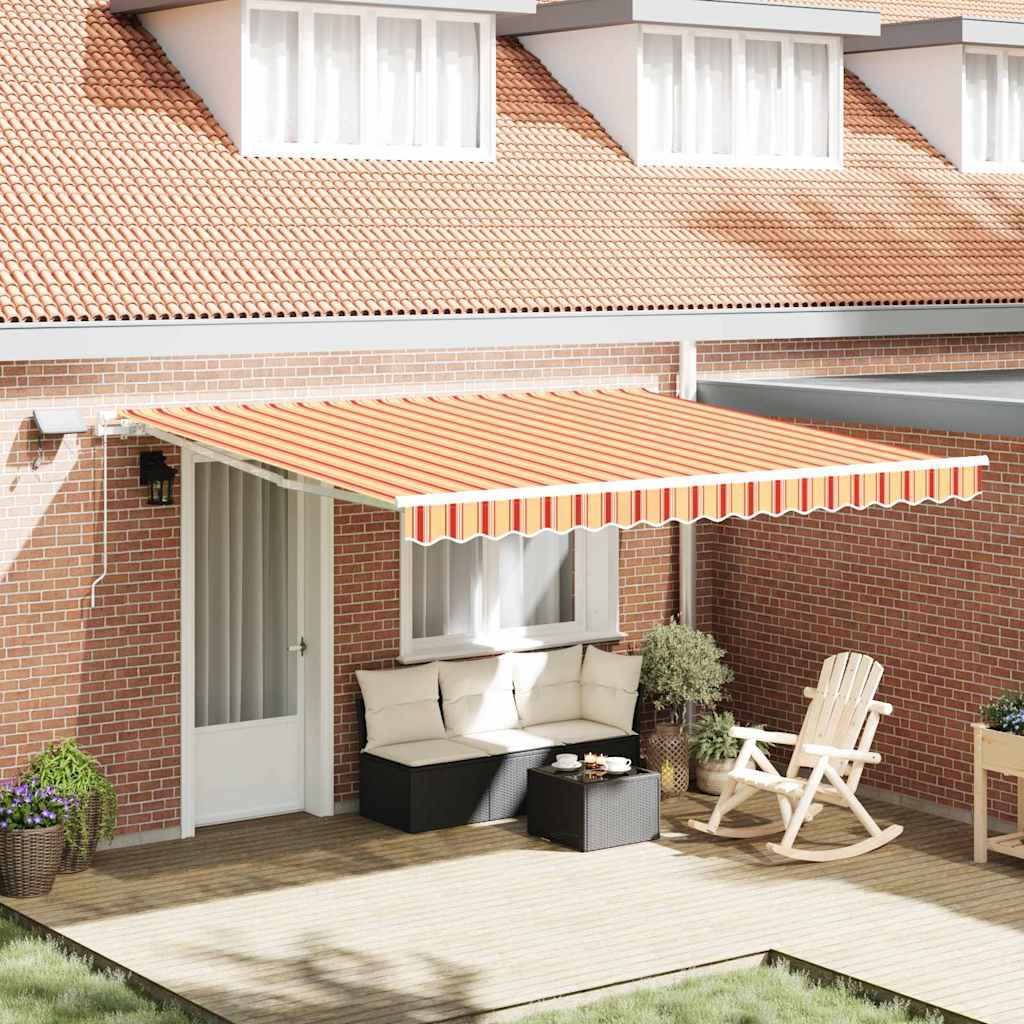 Toldo Retráctil Amarillo Y Naranja 400 X 300 Cm Tela Y Aluminio_1