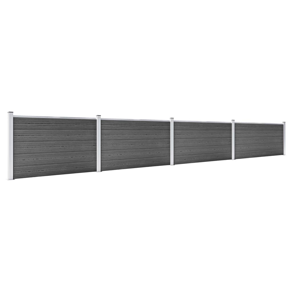 Set De Paneles De Valla Wpc Negro 699x105 Cm / Vetonek_5
