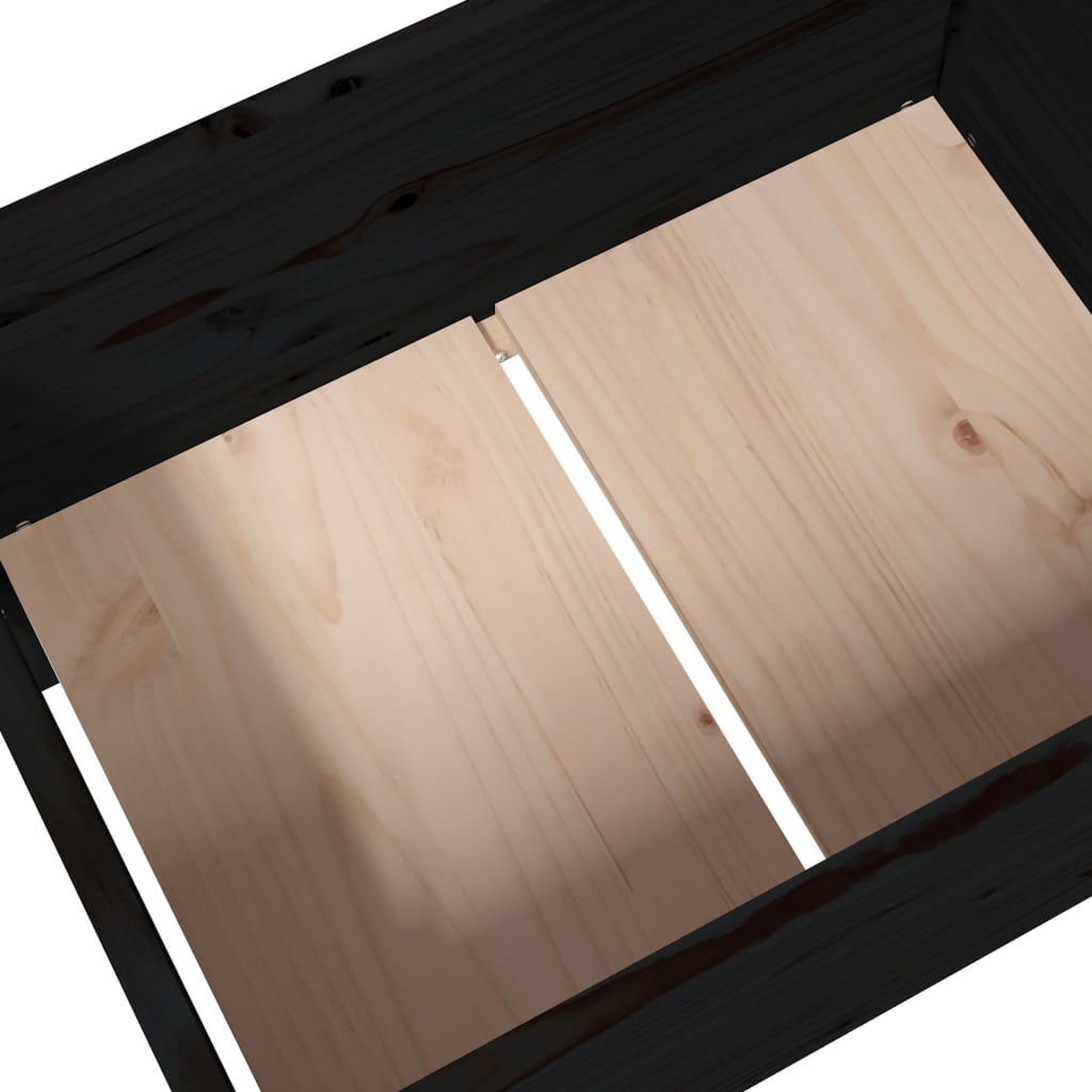 Jardinera De Madera De Pino Maciza Negra 178,5x44x75 Cm_5