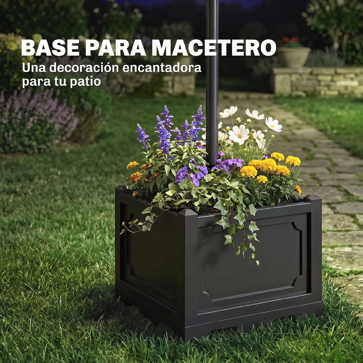 Farol De Jardín Outsunny Pp, Abs, Acero Inoxidable, Aleación De Aluminio Negro 60x55x189 Cm_4