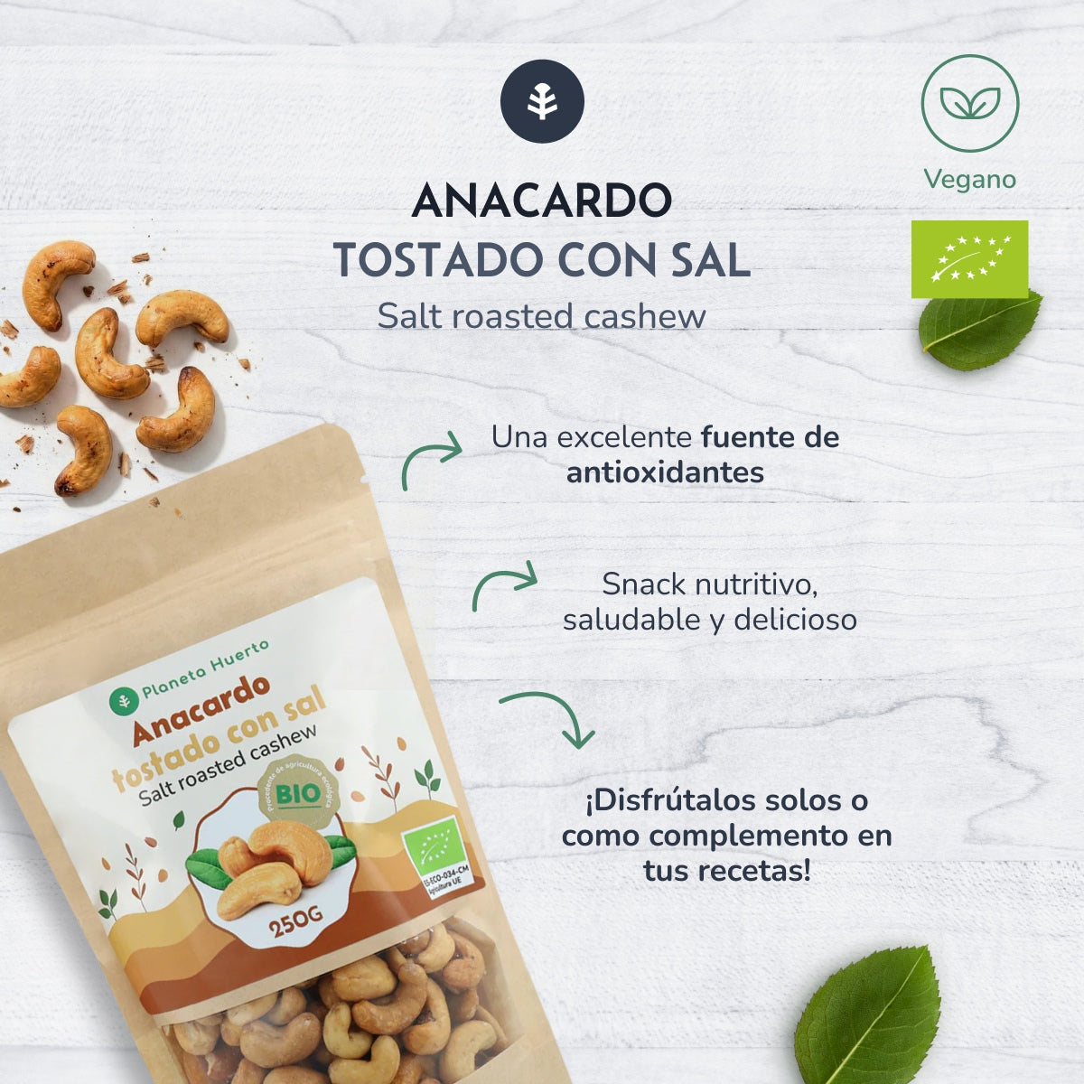 Anacardo tostado y salado ECO Planeta Huerto 250 g