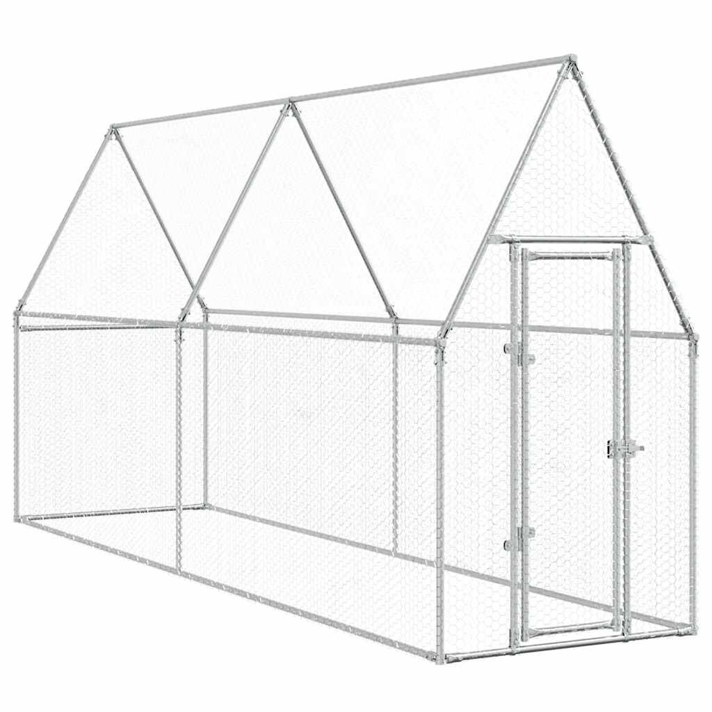 Vidaxl Jaula Para Gallinas Acero Galvanizado Plateado 400x100x190 Cm_0