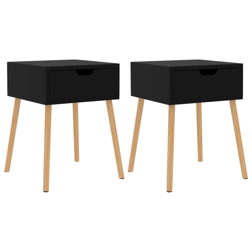 Mesitas Noche 2 Uds Madera Ingeniería Negro Brillo 40x40x56 Cm_0