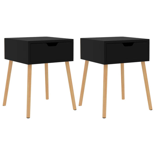 Mesitas Noche 2 Uds Madera Ingeniería Negro Brillo 40x40x56 Cm_0