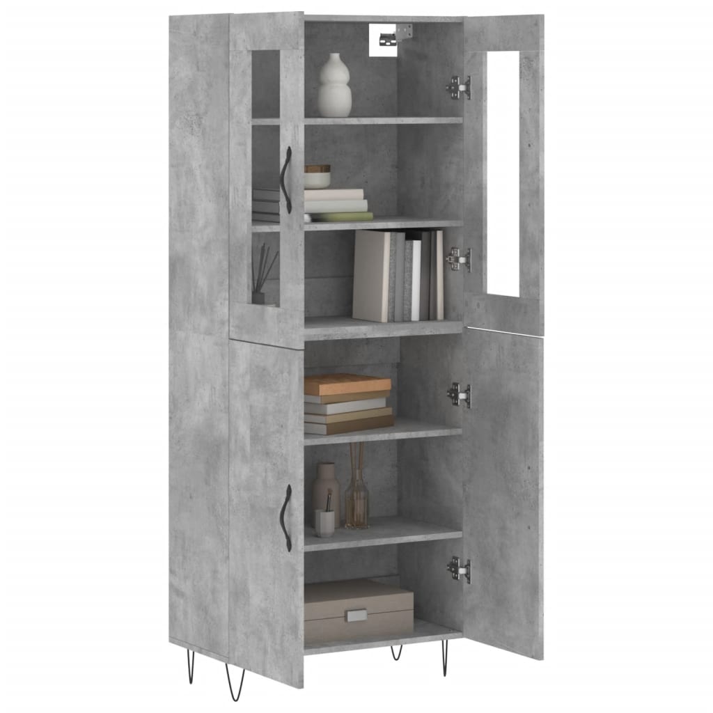 Aparador Alto Madera Contrachapada Gris Hormigón 69,5x34x180 Cm_2