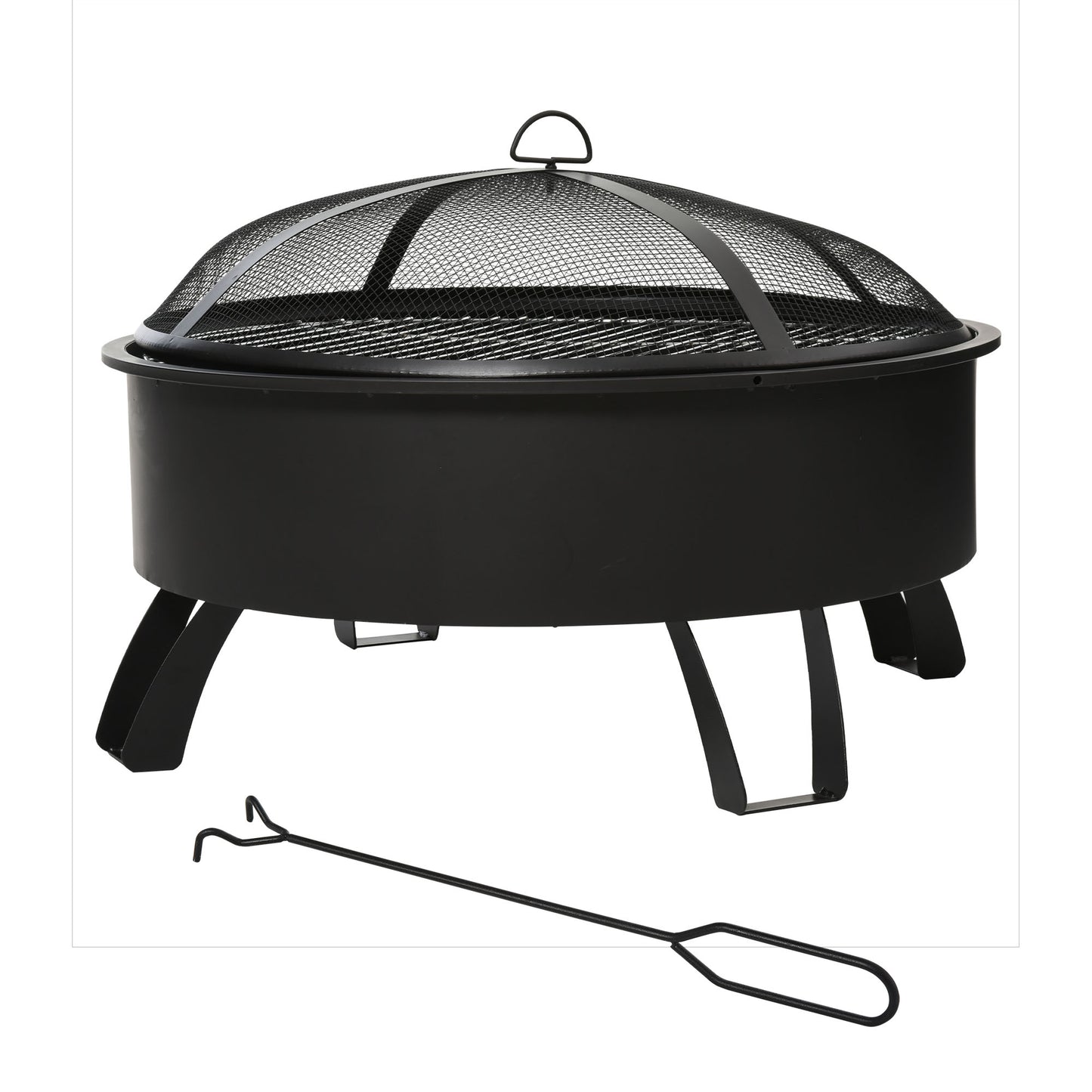 Outsunny Brasero Exterior Ø76x49,5 Cm 2 En 1 Con Parrilla Barbacoa Calefacción_0