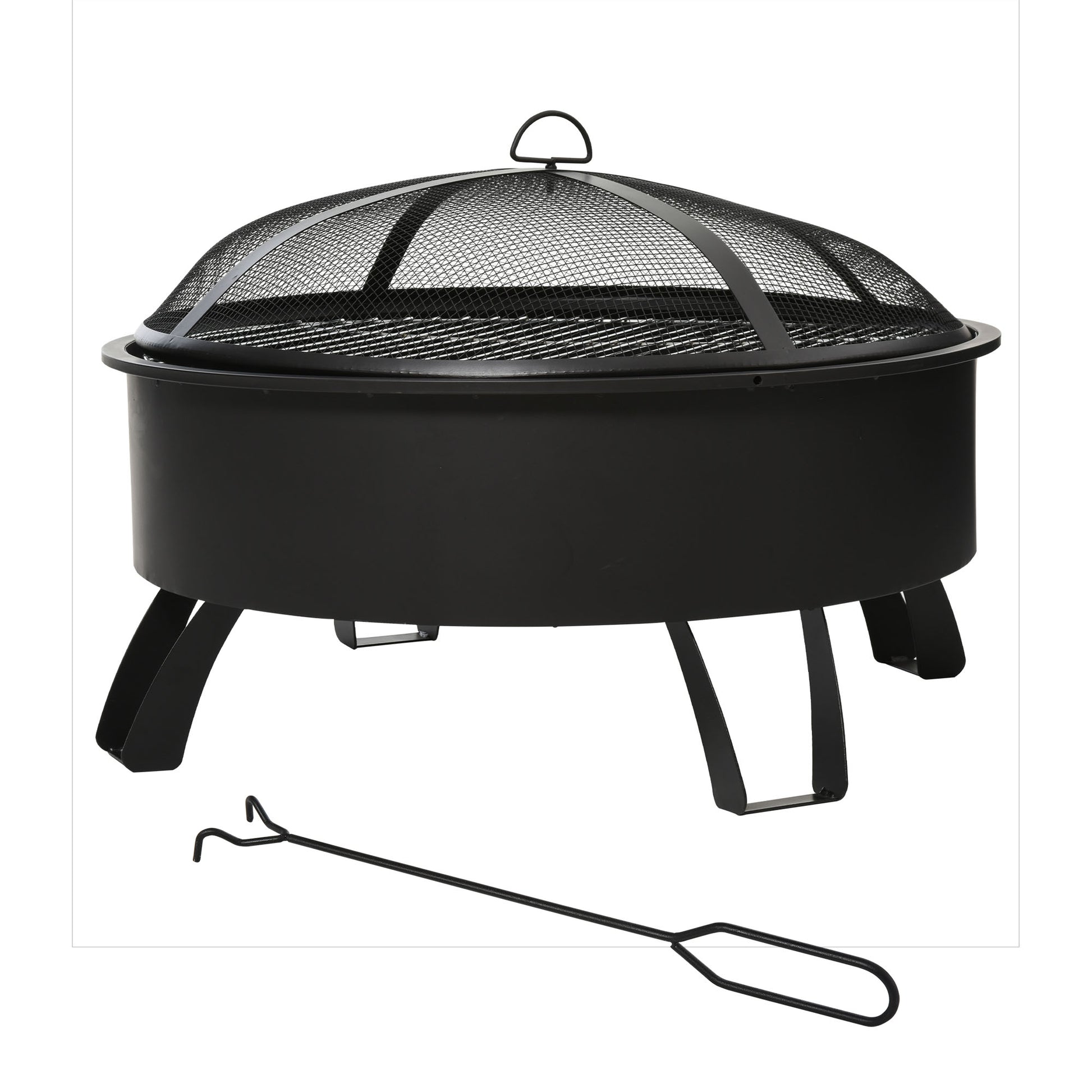 Outsunny Brasero Exterior Ø76x49,5 Cm 2 En 1 Con Parrilla Barbacoa Calefacción_0