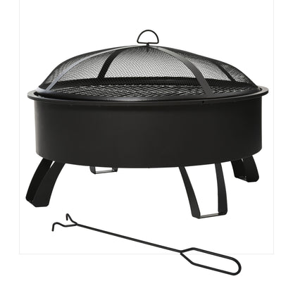 Outsunny Brasero Exterior Ø76x49,5 Cm 2 En 1 Con Parrilla Barbacoa Calefacción_0
