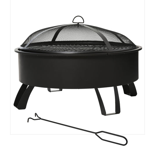 Outsunny Brasero Exterior Ø76x49,5 Cm 2 En 1 Con Parrilla Barbacoa Calefacción_0
