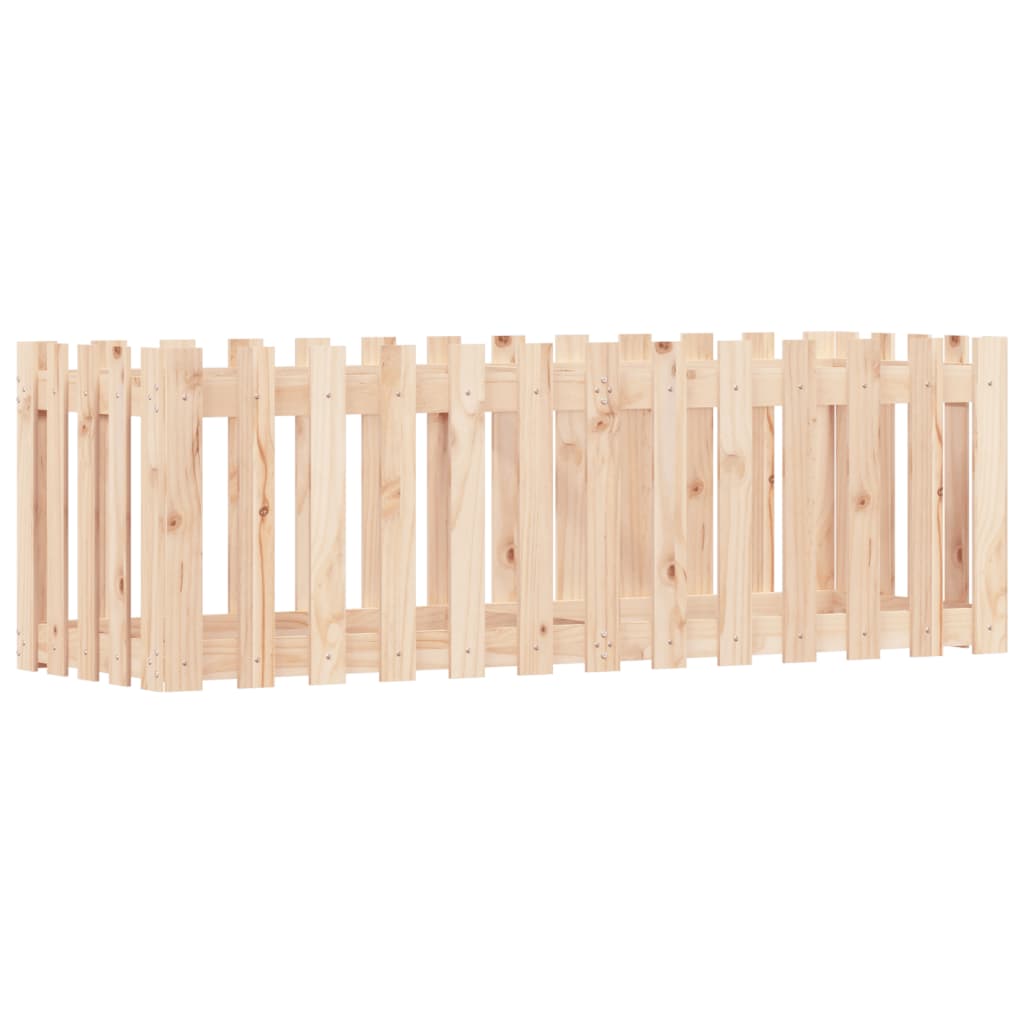 Arriate Elevado Jardín Con Valla Madera Maciza Pino 150x50x50cm_3