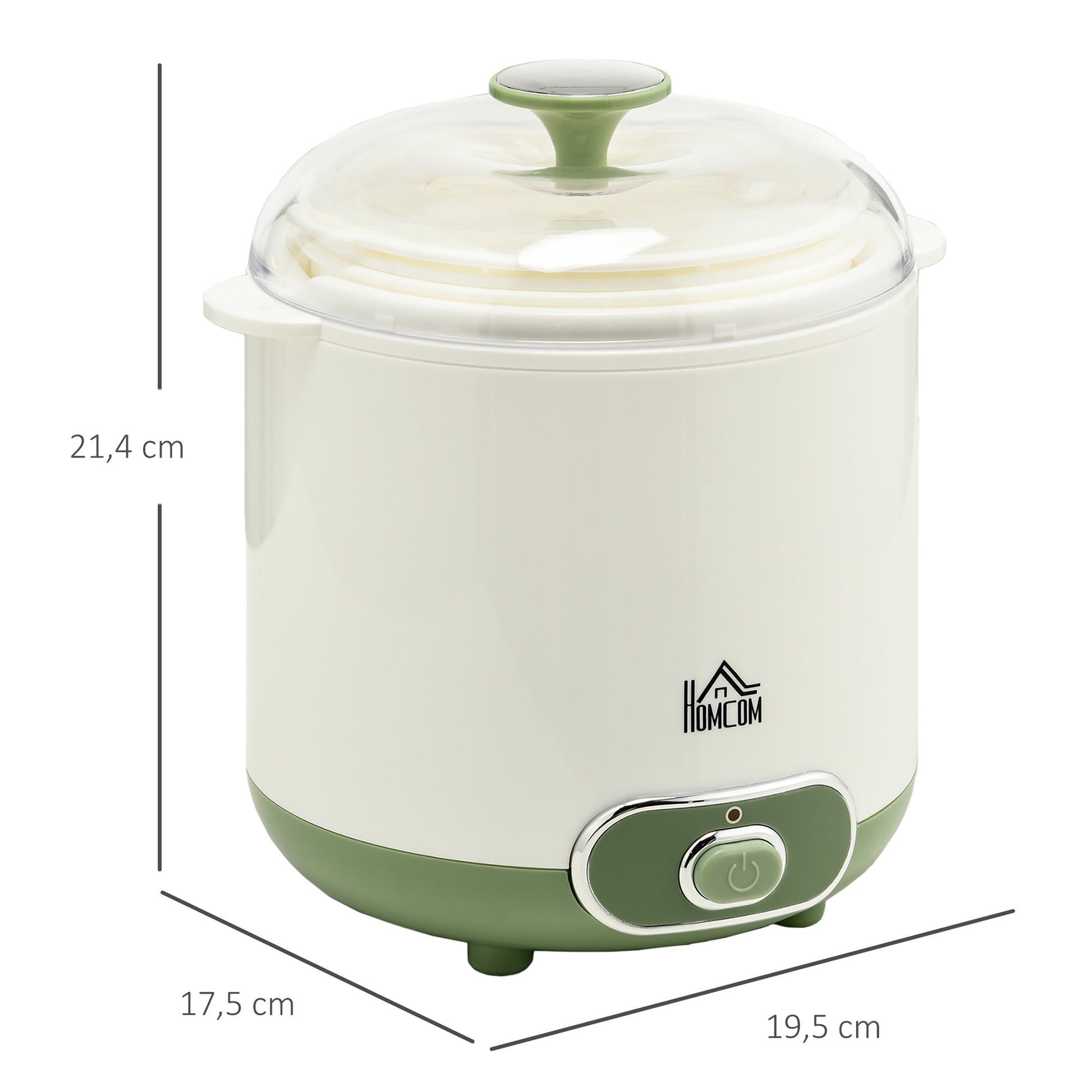 Homcom Yogurtera 20 W 1,5l Con Indicador De Encendido 19,5x17,5x21,4 Cm Blanco_2
