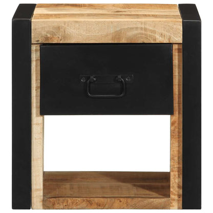 Mesitas De Noche 2 Uds 40x35x40 Cm Madera Maciza Rugosa Mango_4
