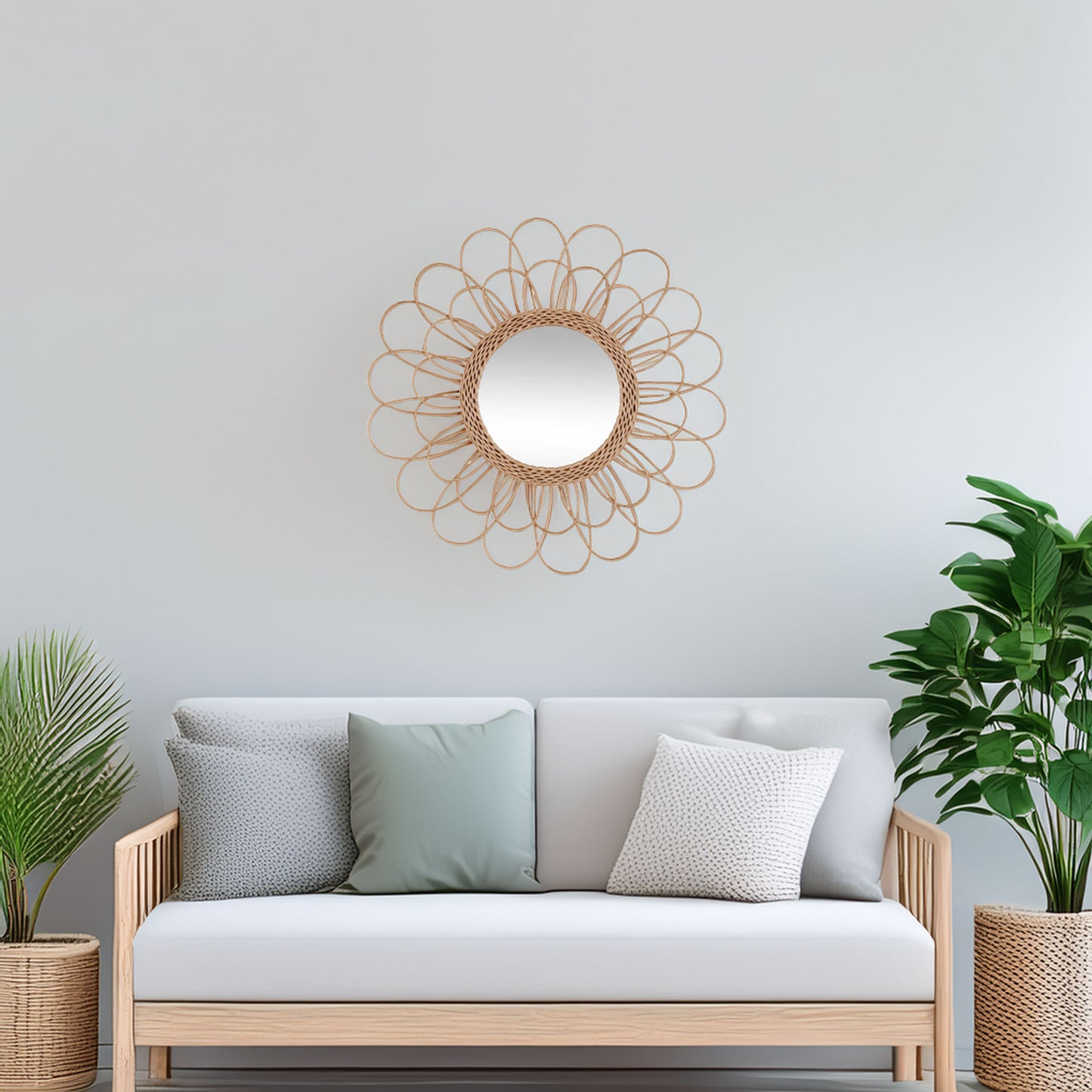 Wellhome Espejo Flor De Ratán D.56cm