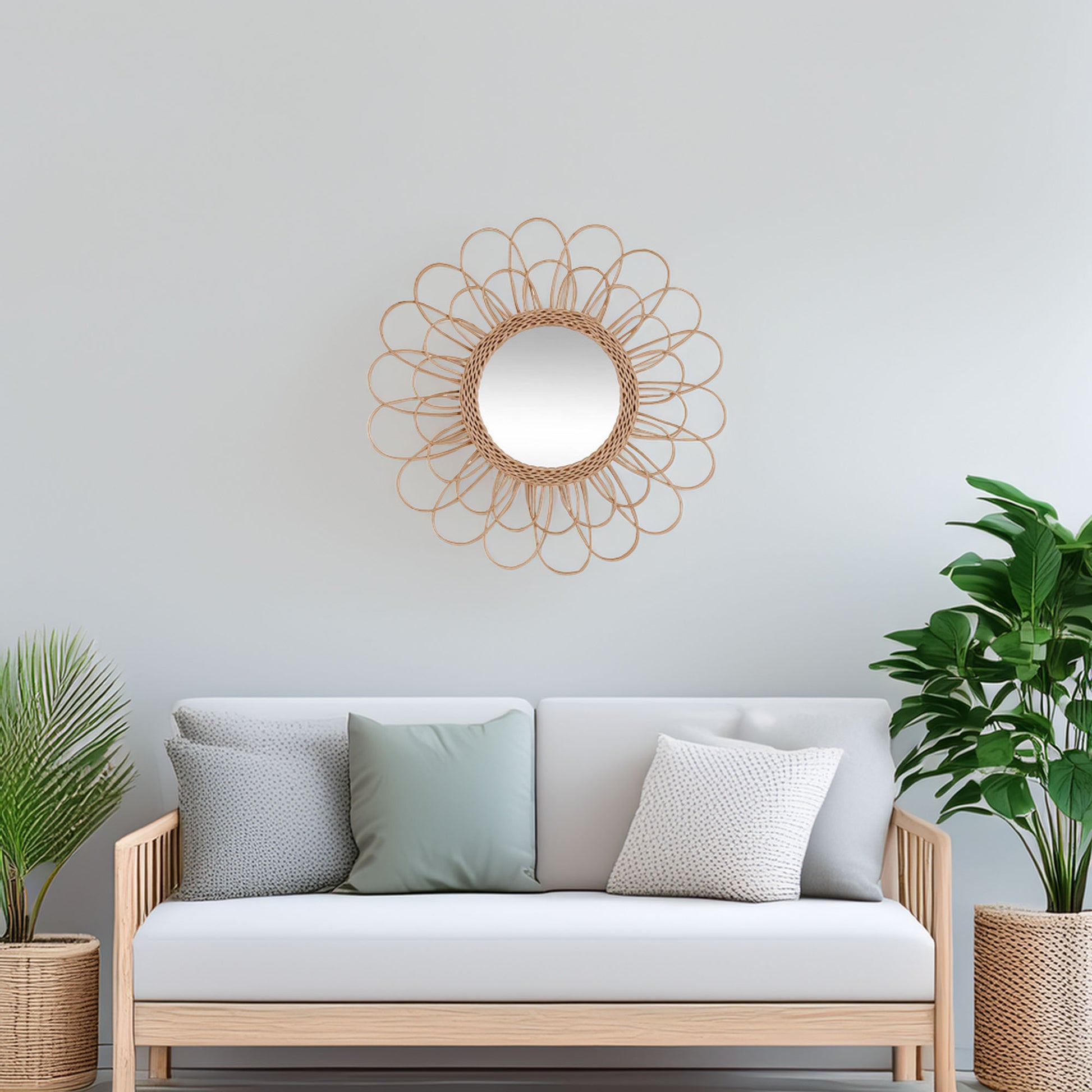 Wellhome Espejo Flor De Ratán D.56cm