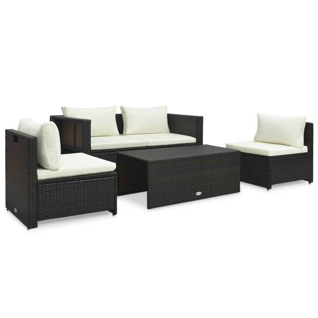 Vidaxl Set Muebles De Jardín 6 Piezas Y Cojines Ratán Sintético Marrón_1
