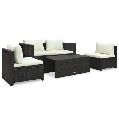 Vidaxl Set Muebles De Jardín 6 Piezas Y Cojines Ratán Sintético Marrón_1