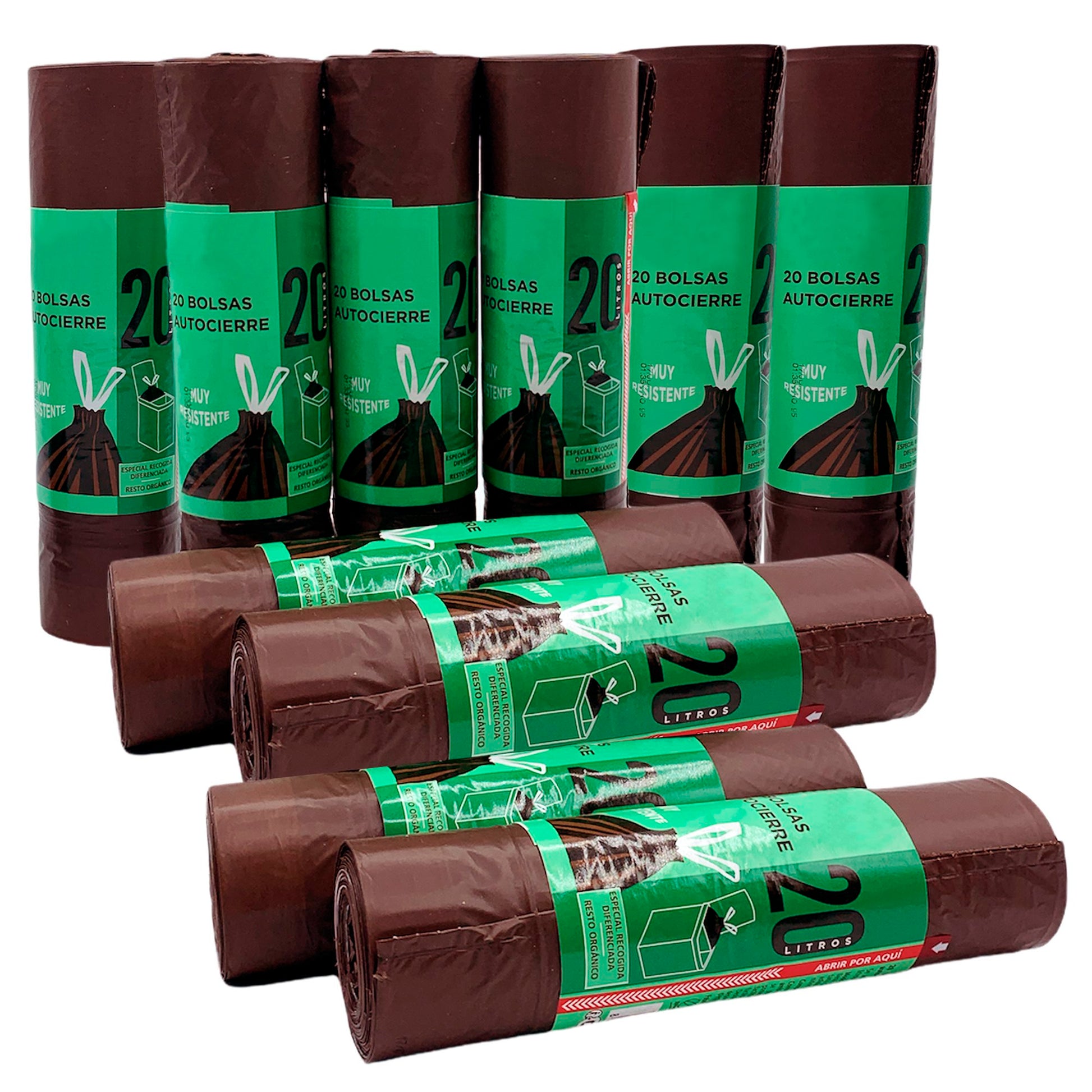 200 Bolsas De Basura Con Autocierre 20l Capacidad Cada Una_0