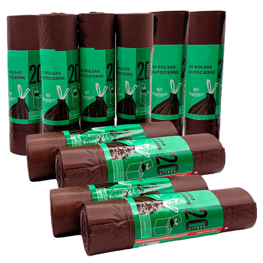 200 Bolsas De Basura Con Autocierre 20l Capacidad Cada Una_0