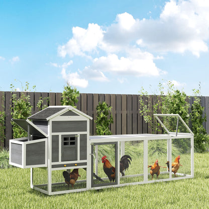 Pawhut Gallinero Para Exterior Para 3-6 Gallinas 297,5x68x118 Cm Gris Y Blanco_3