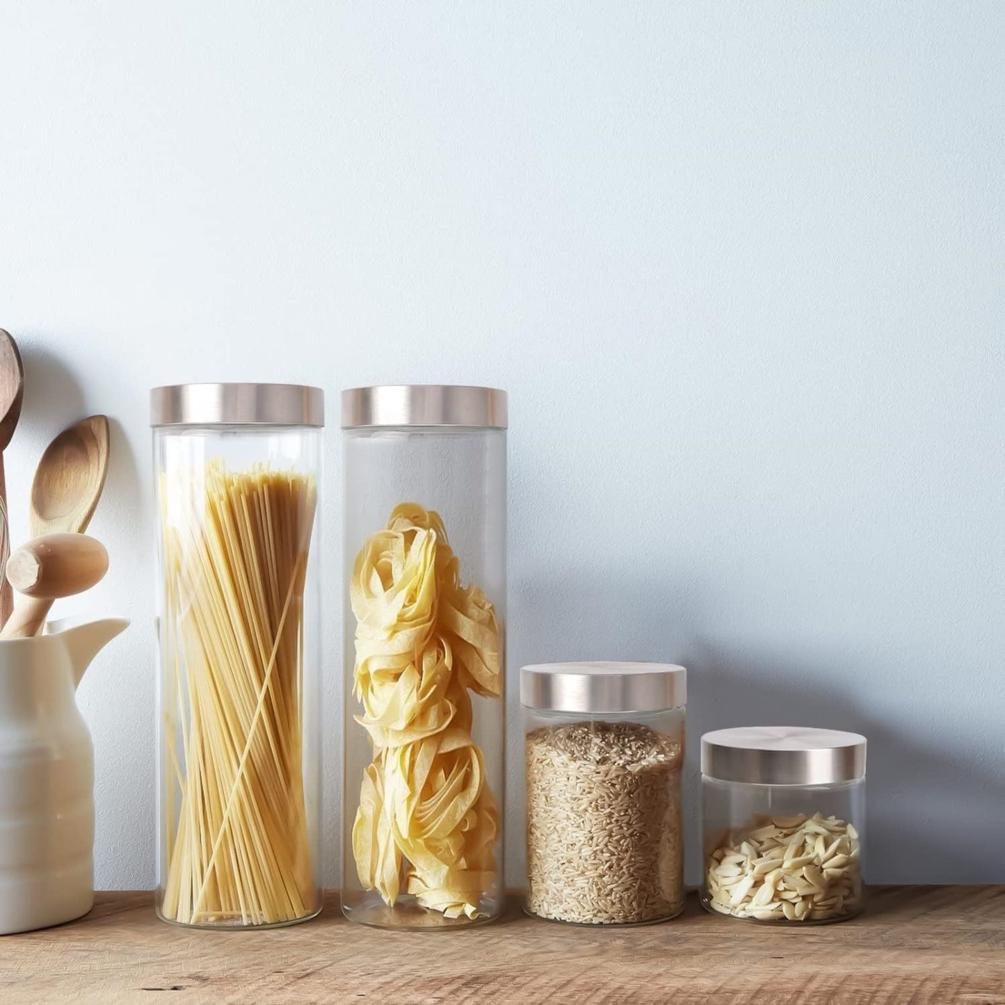 Well Home Tarro Hermético Ø11x27cm De Vidrio Y Acero Inoxidable 2l