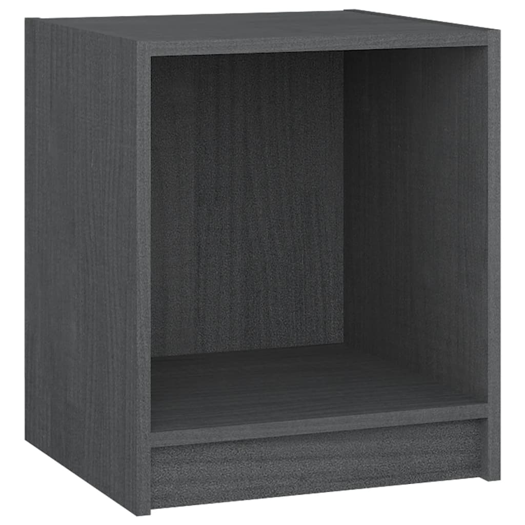 Mesita De Noche 2 Uds Madera De Pino Gris 35,5x33,5x41,5 Cm_3