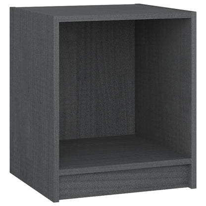 Mesita De Noche 2 Uds Madera De Pino Gris 35,5x33,5x41,5 Cm_3