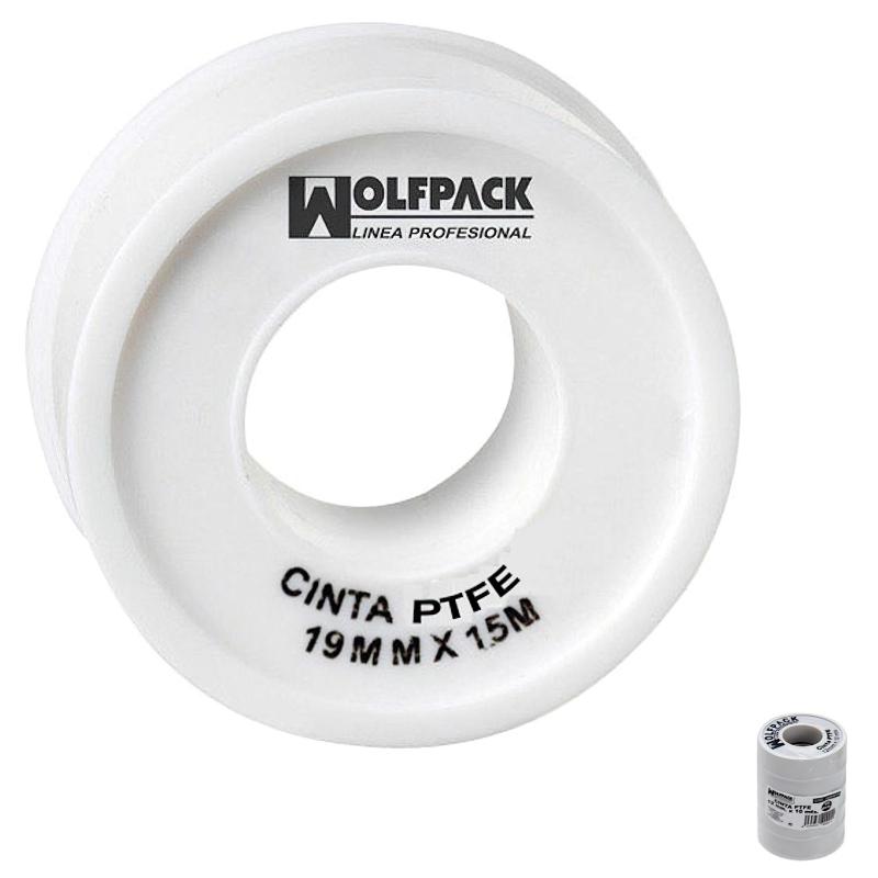 Cinta Ptfe Wolfpack 19 Mm. X 50 M. Grueso. (paquete De 5 Rollos)