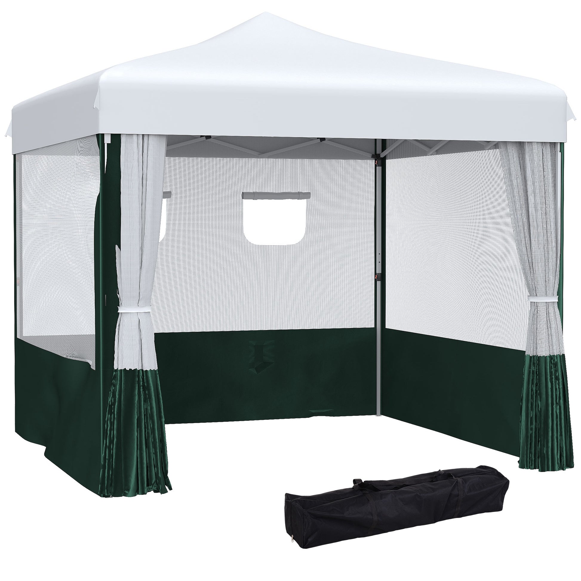 Outsunny Carpa Plegable 3x3 M Con Paredes Laterales Altura Ajustable Blanco_0