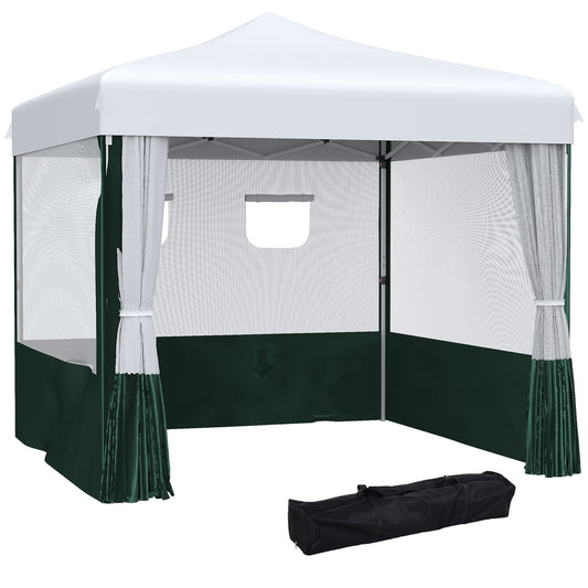 Outsunny Carpa Plegable 3x3 M Con Paredes Laterales Altura Ajustable Blanco_0