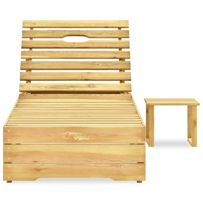 Tumbona Con Mesa De Madera De Pino Impregnada Verde_1
