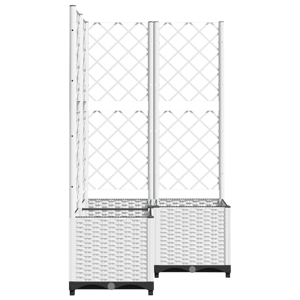 Jardinera Con Enrejado Pp Blanco 80x80x136 Cm_2