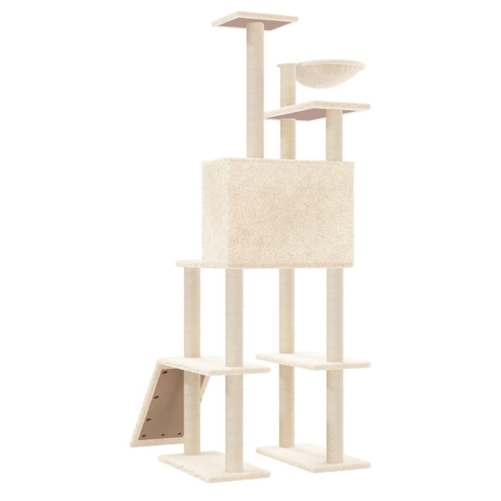Vidaxl Rascador Para Gatos Con Postes De Sisal Crema 166 Cm_4