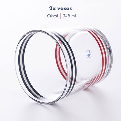 Set 2pzs Vasos De Cristal A Rayas 345ml El Ganso