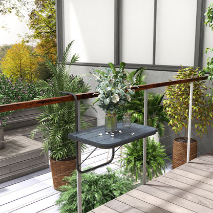 Outsunny Mesa Colgante De Balcón Plegable De Aluminio 60x40x55-64 Cm Negro_1