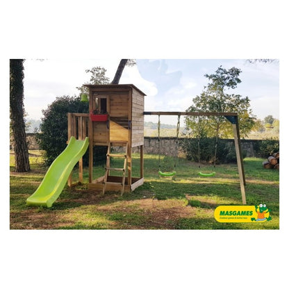 Parque Infantil Masgames Taga L Con Columpio Pared De Escalada.