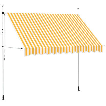 Toldo Manual Retráctil 300 Cm Naranja Y Blanco A Rayas_0