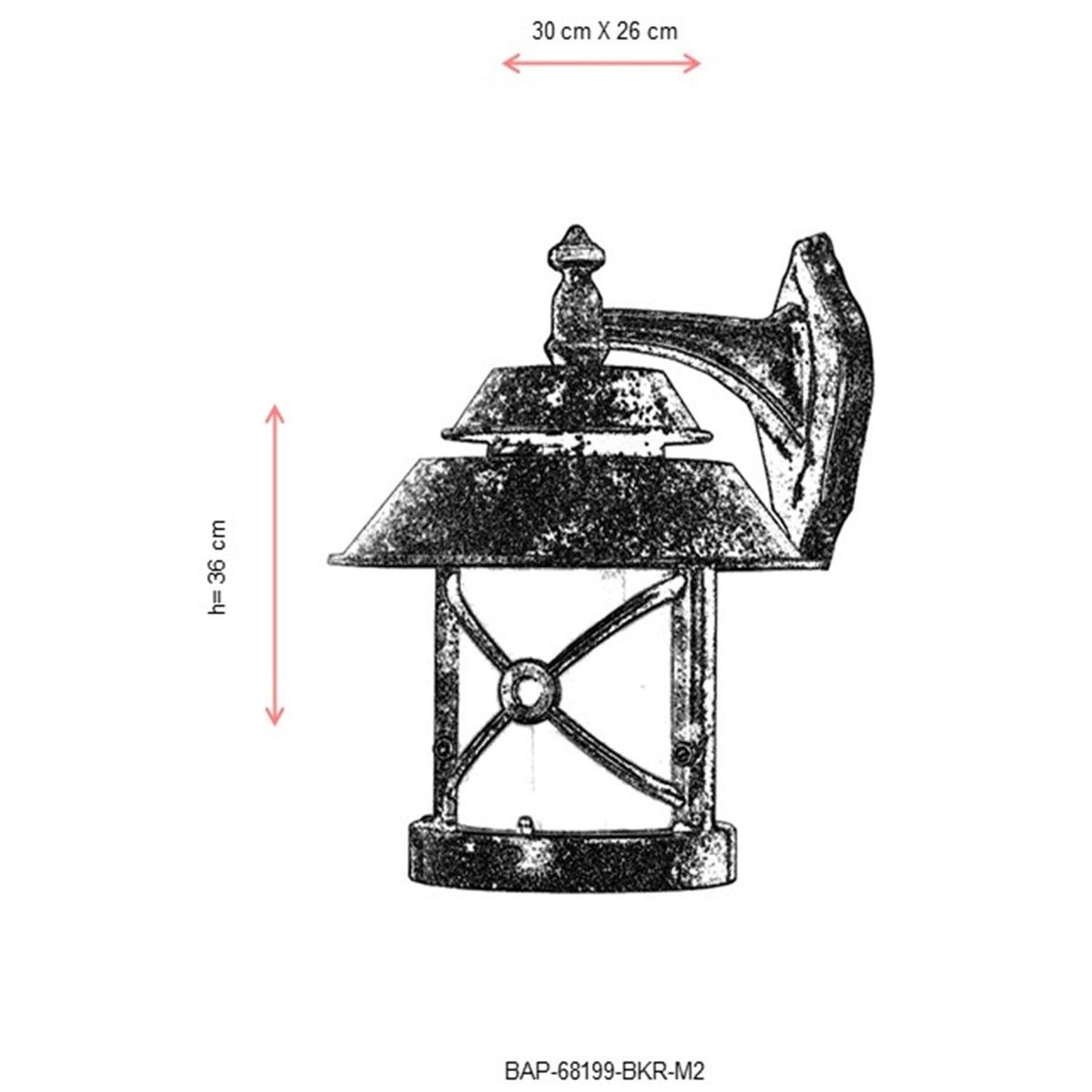 Aplique De Pared Para Exterior, Abs , Marrón, 30x26x36, Casquillo E 27 Max 60 W_2