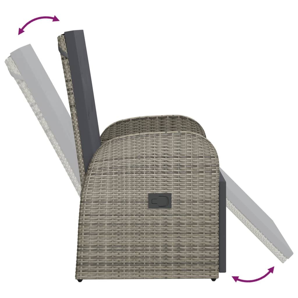 Vidaxl Sillón Reclinable De Jardín Con Cojín Ratán Sintético Gris_4