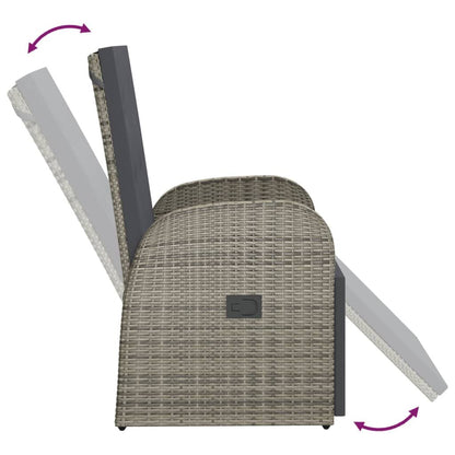Vidaxl Sillón Reclinable De Jardín Con Cojín Ratán Sintético Gris_4