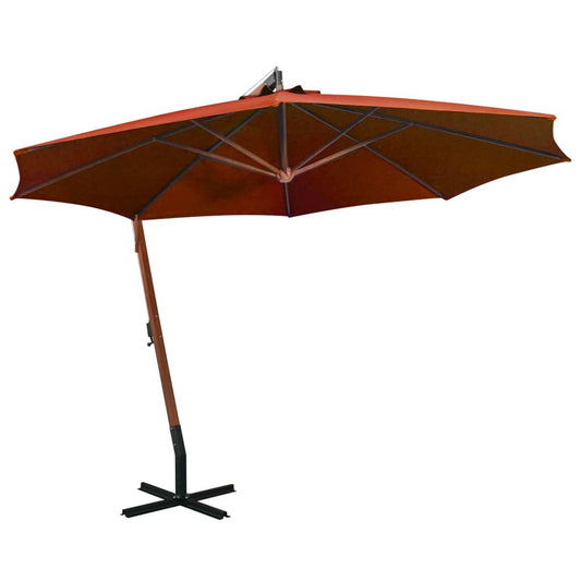 Vidaxl Sombrilla Jardín Colgante Palo Madera Abeto Terracota 3,5x2,9 M_0