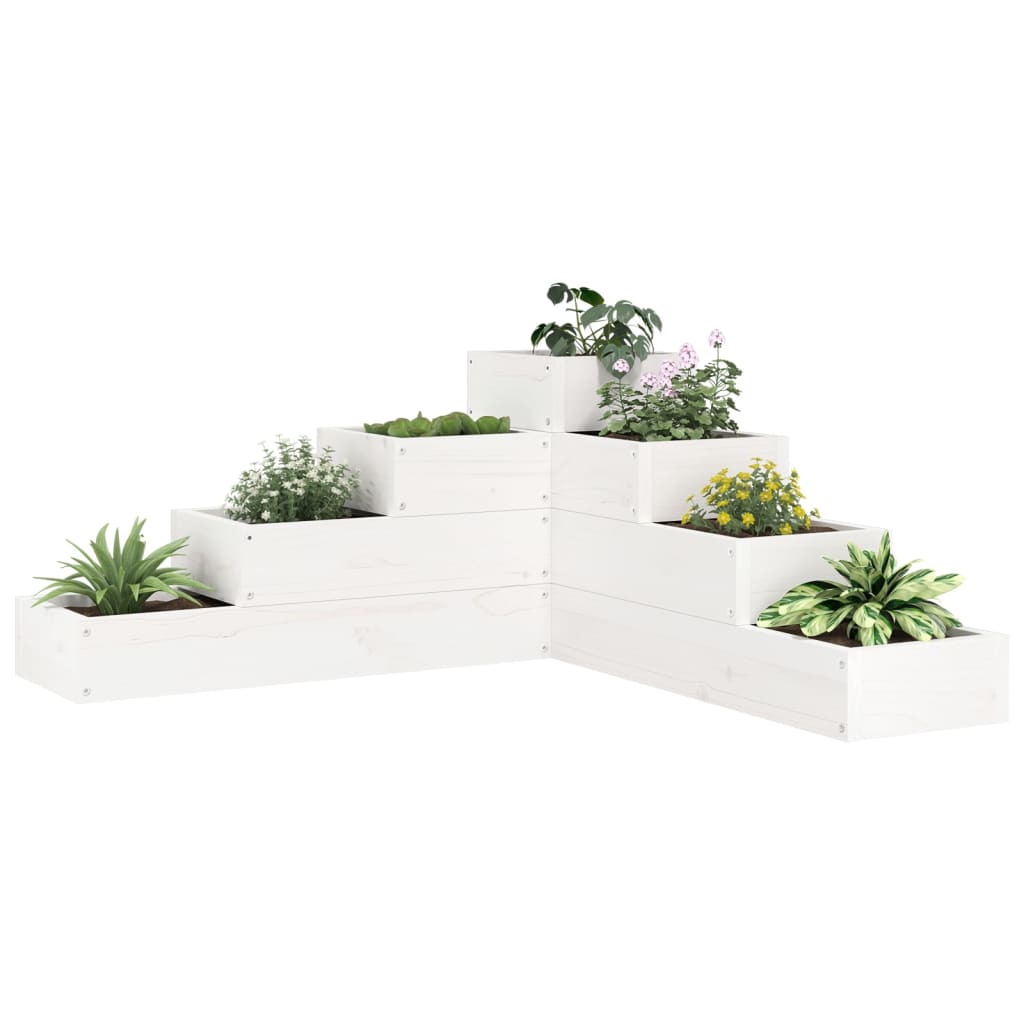 Jardinera 4 Niveles Madera Maciza De Pino Blanca 80,5x79x36 Cm_1