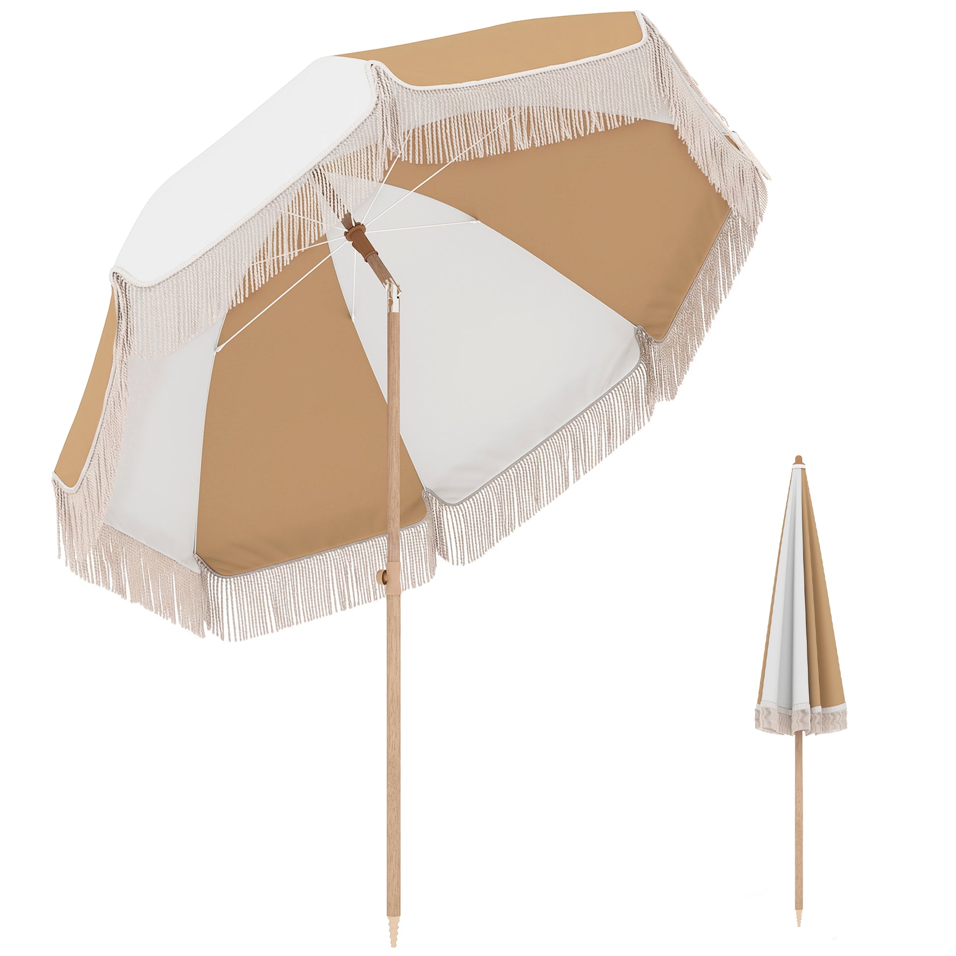 Outsunny Sombrilla De Playa Con Flecos Ø175 Cm_0