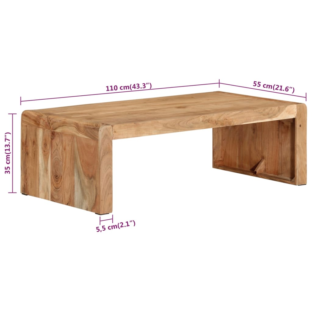 Mesa De Centro Madera Maciza Acacia 110x55x35 Cm_4