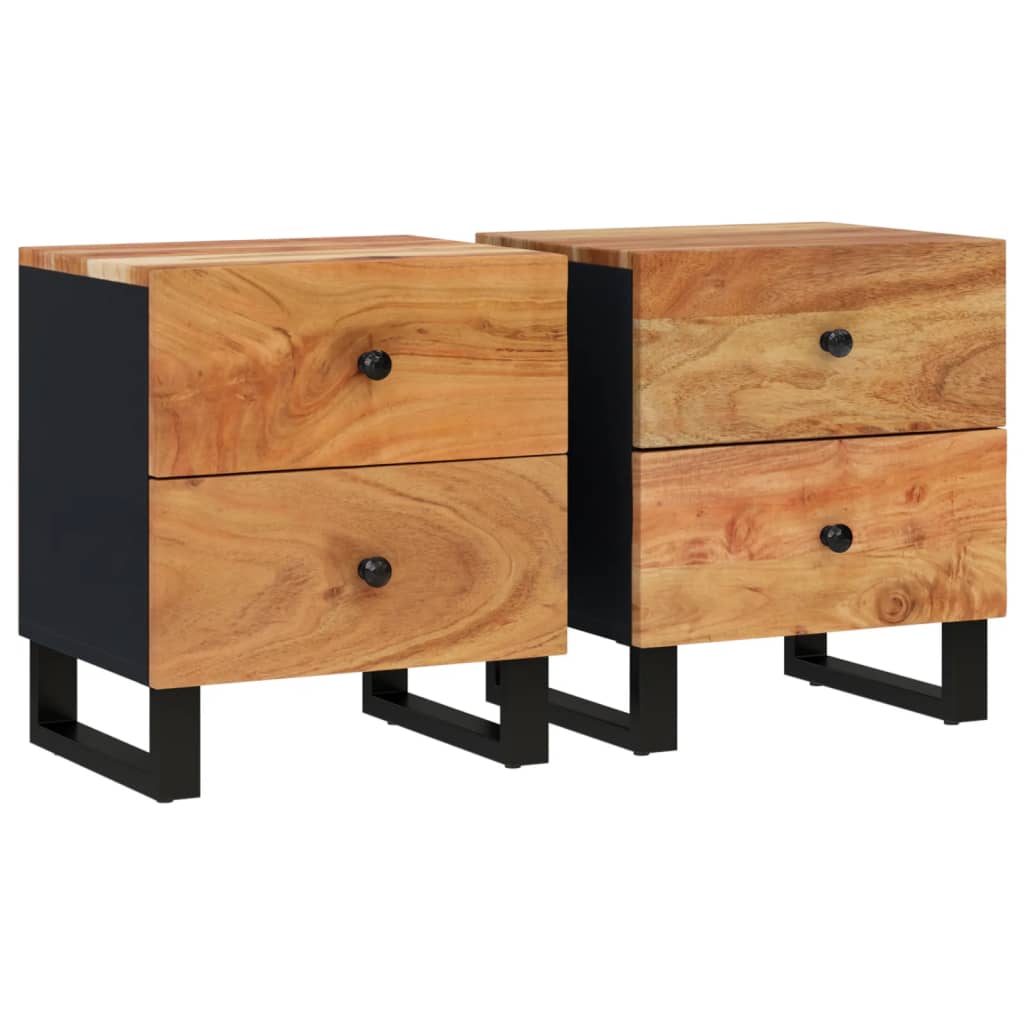 Mesitas De Noche 2 Uds Madera Maciza De Acacia 40x33x46 Cm_0
