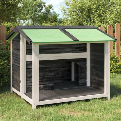 Vidaxl Caseta Para Perros Madera Maciza De Pino Gris 96x87x80,5 Cm_1